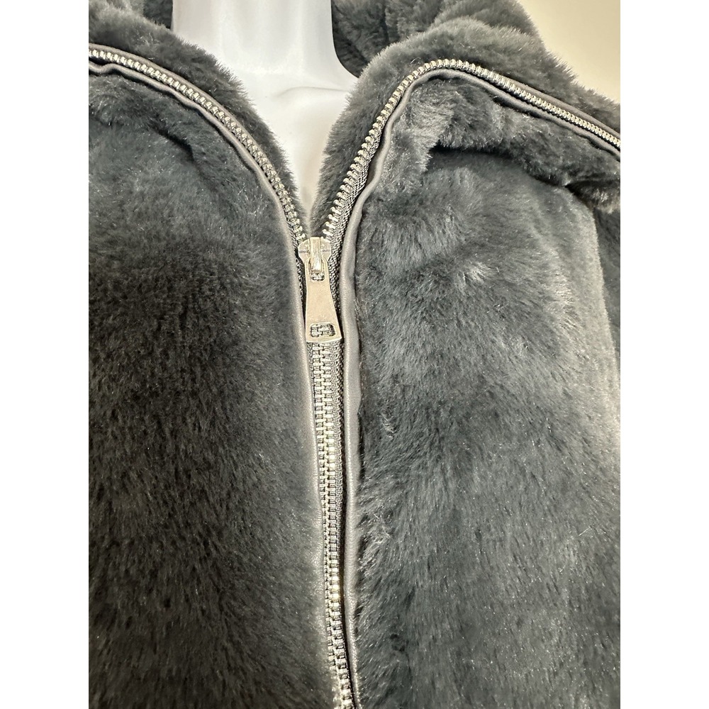 The Cashmere Project Charcoal Grey Faux Fur Zip Bomber Jacket - Size XS - Picture 3 of 6